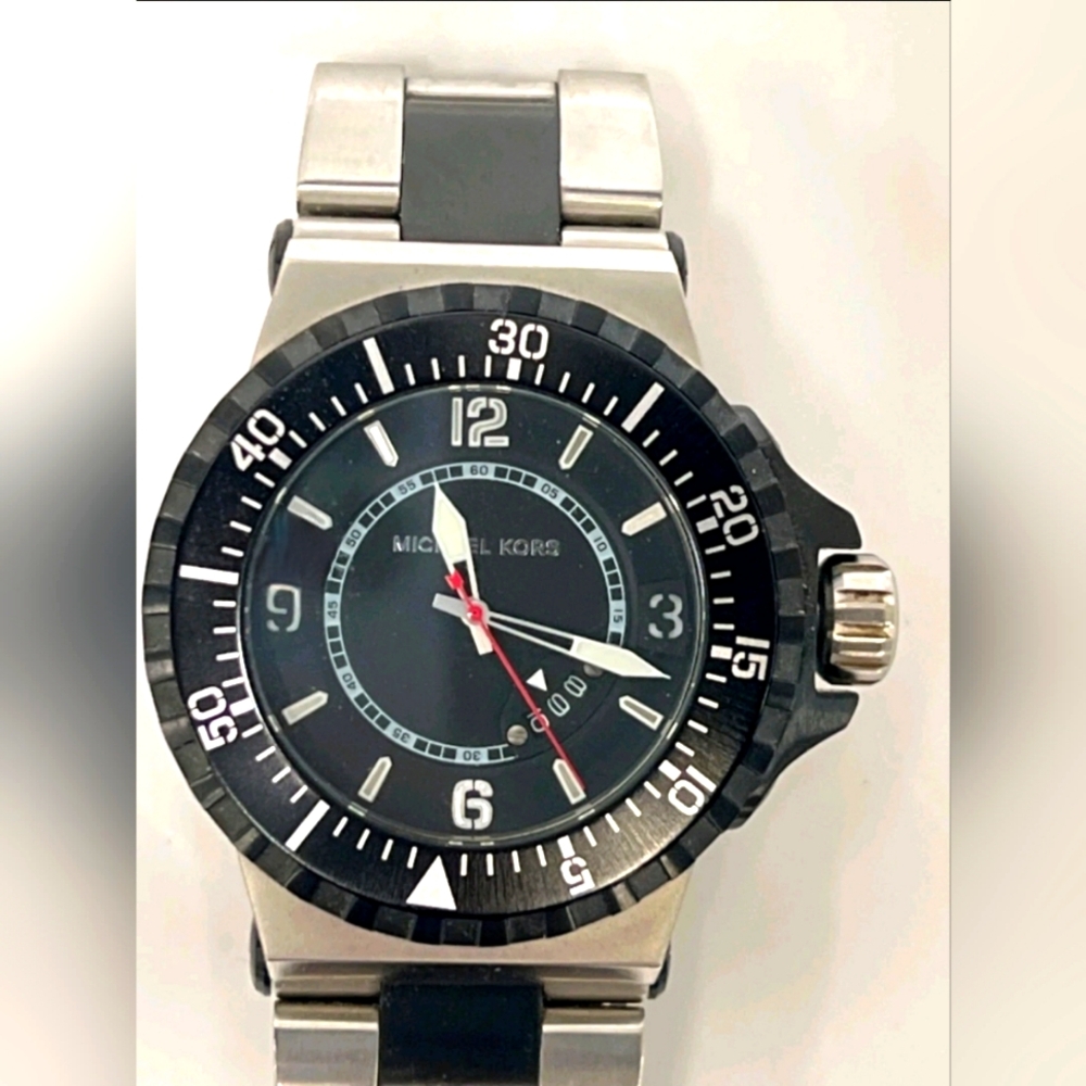 Michael Kors MK Designer Major Quartz Black Dial Men's Watch Stainless Steel - Picture 5 of 12